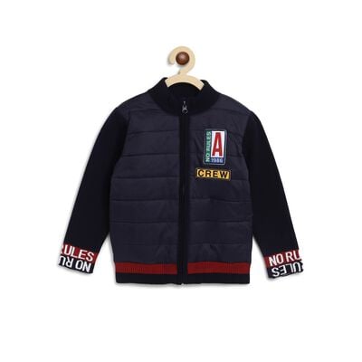 Boys Dark Blue Wool Blend Tricot Cardigan